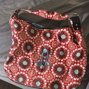 Initials Inc Red Floral Shoulder Bag